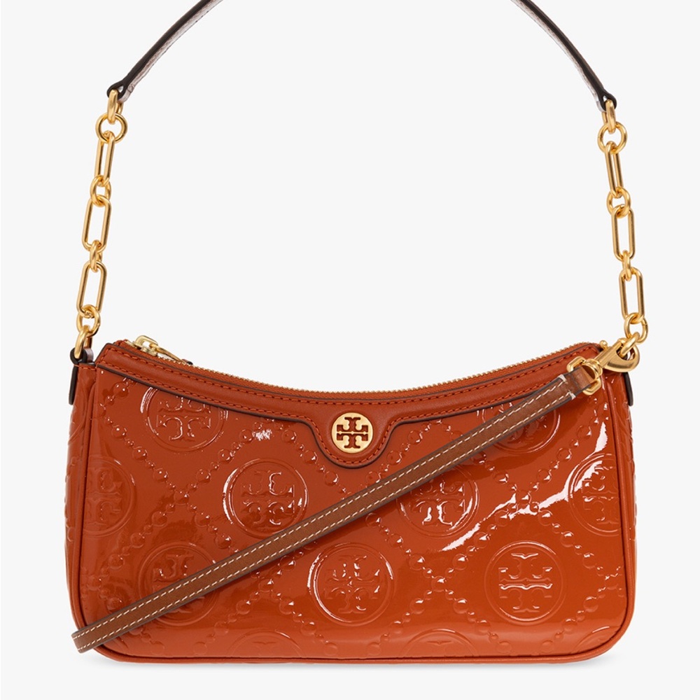 NWT Tory Burch Monogram Patent Embossed Studio Bag Shoulder Bag And Cross-Bag